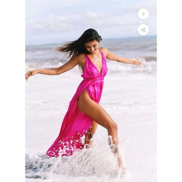 Indah River Pink Sleeveless Tie Back Maxi Dress Women's Size S/M - Picture 3 of 14